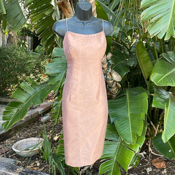 Patra Dresses & Skirts - Patra rose gold champagne. Metallic sheath dress with jacket.